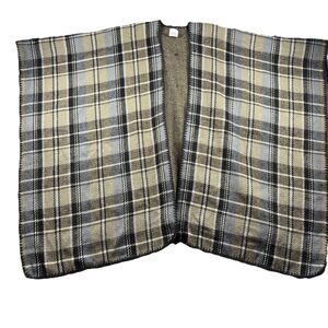 Woolrich Women Cape Poncho Wrap Reversible Plaid Houndstooth One Size Brown G252